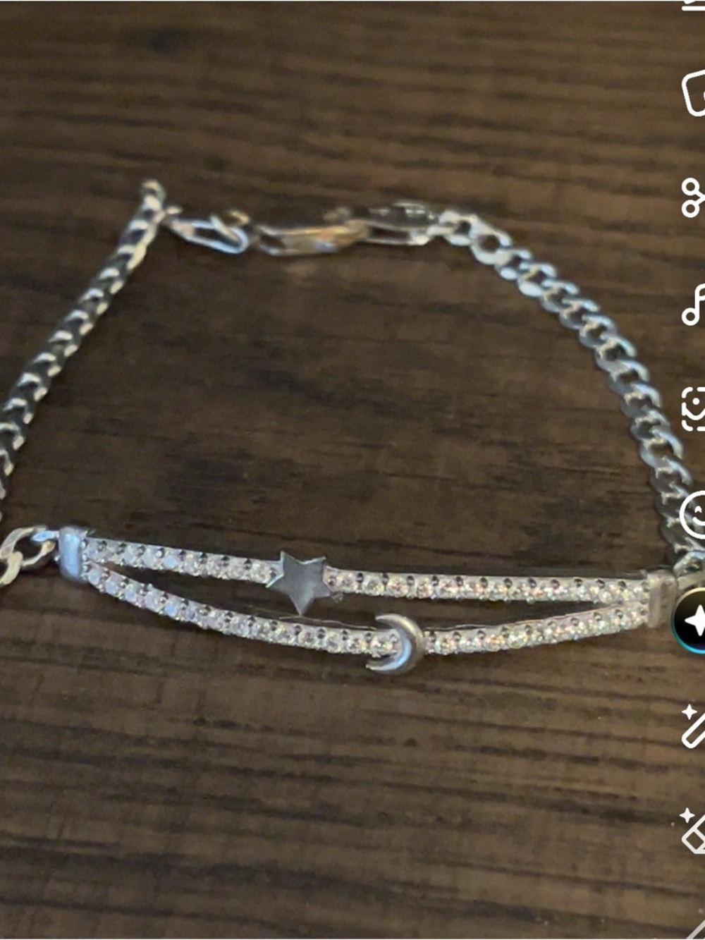 Silver Star & Crescent Moon Bracelet